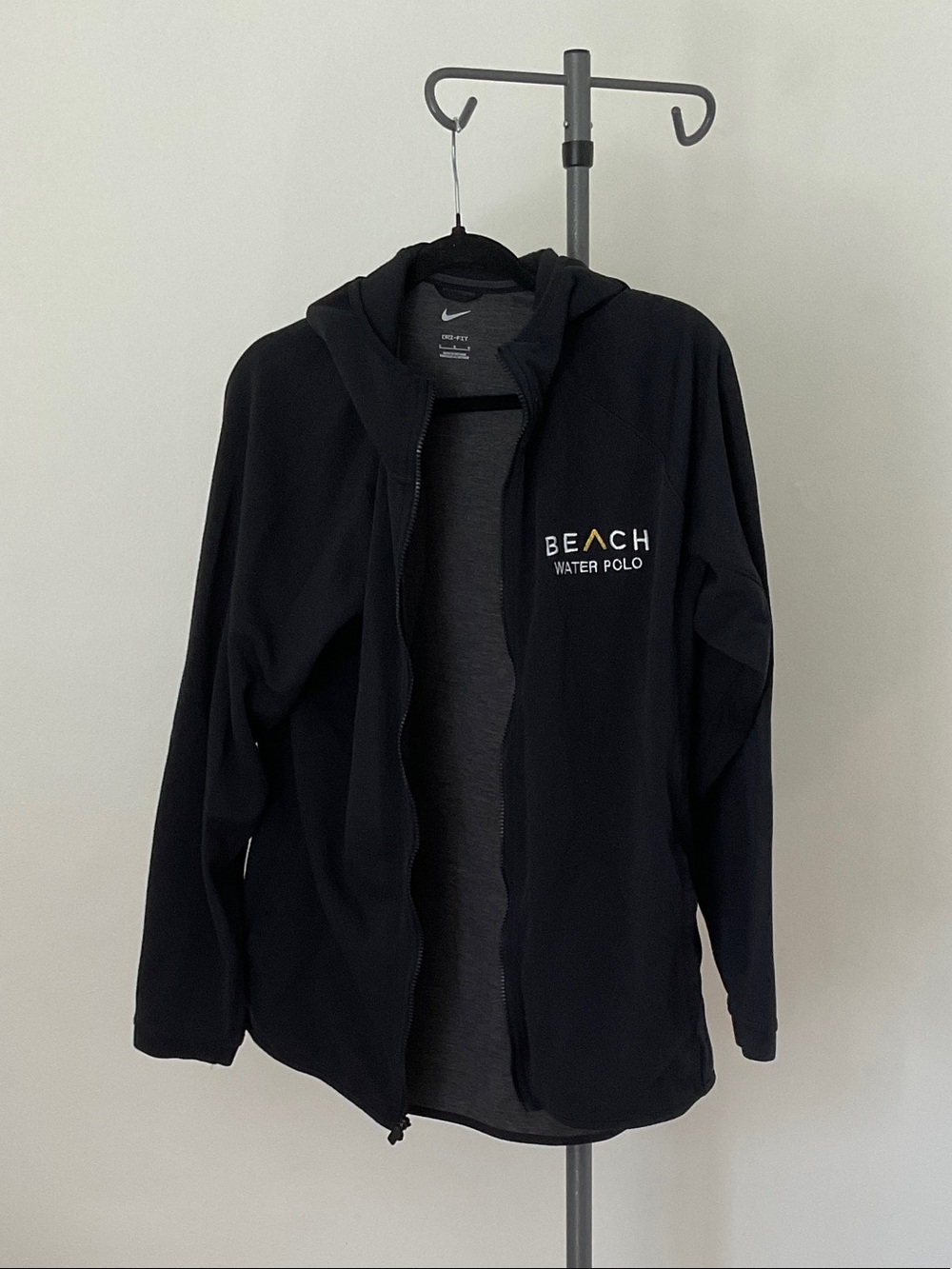 Nike Black Hooded Zip Jacket with Beach Water Polo Logo